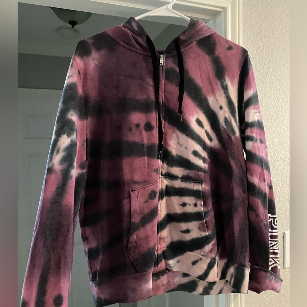 PINK full zip tie dye hoodie
